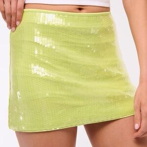 Abercrombie Mid-Ride Lime Green Sequin Mini Skirt